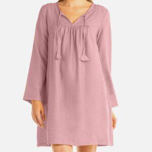 FRESH PRODUCE Bahia Tunic Bell Sleeve Dress Beach Cover-Up Rose Pink S M NWT